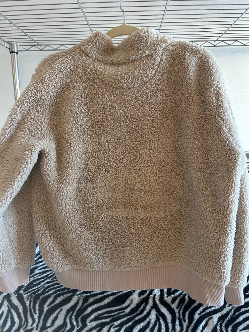 Calvin Klein Tan Teddy Sherpa Half-Zip Pullover Jacket - Picture 5 of 5